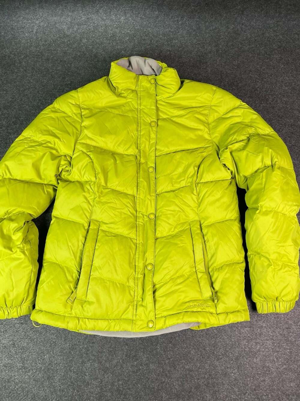 LL Bean Goose Down Puffer Jacket Size S Lime Green